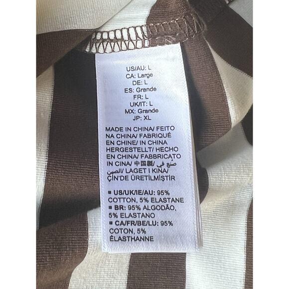 The Drop Women's Sydney SS Cropped Crew Neck T-Shirt Sz L Coffee Bean/White Pin - Picture 5 of 11